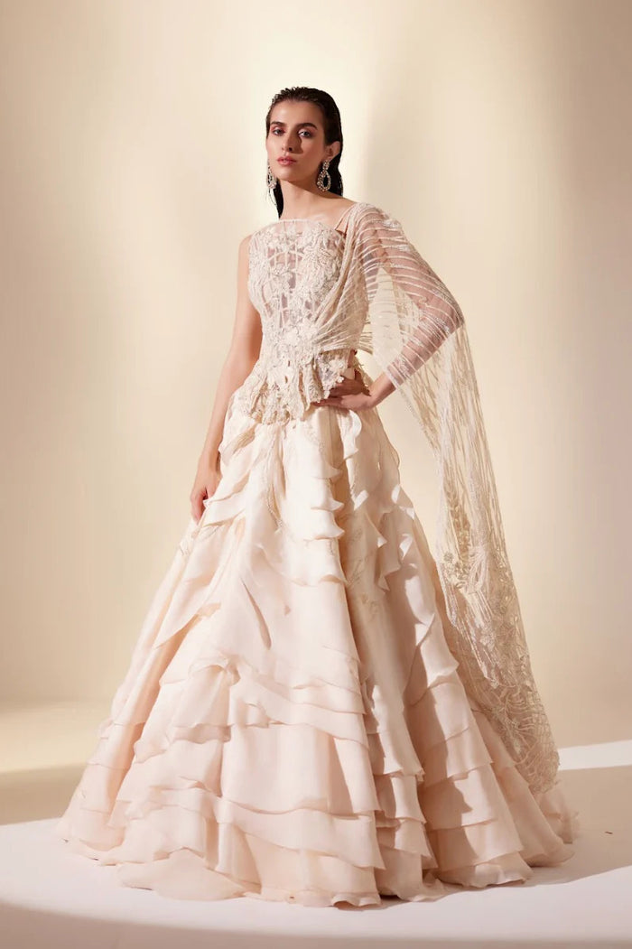 Lunar gleam lehenga set (ivory skirt)