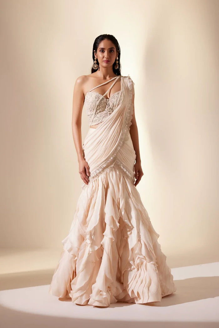 Moonbeam ivory saree (ivory saree)