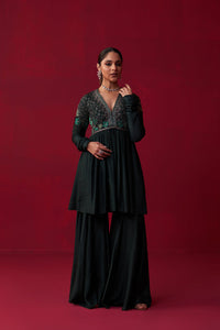 Green Nature’s Bounty Anarkali and Sharara set