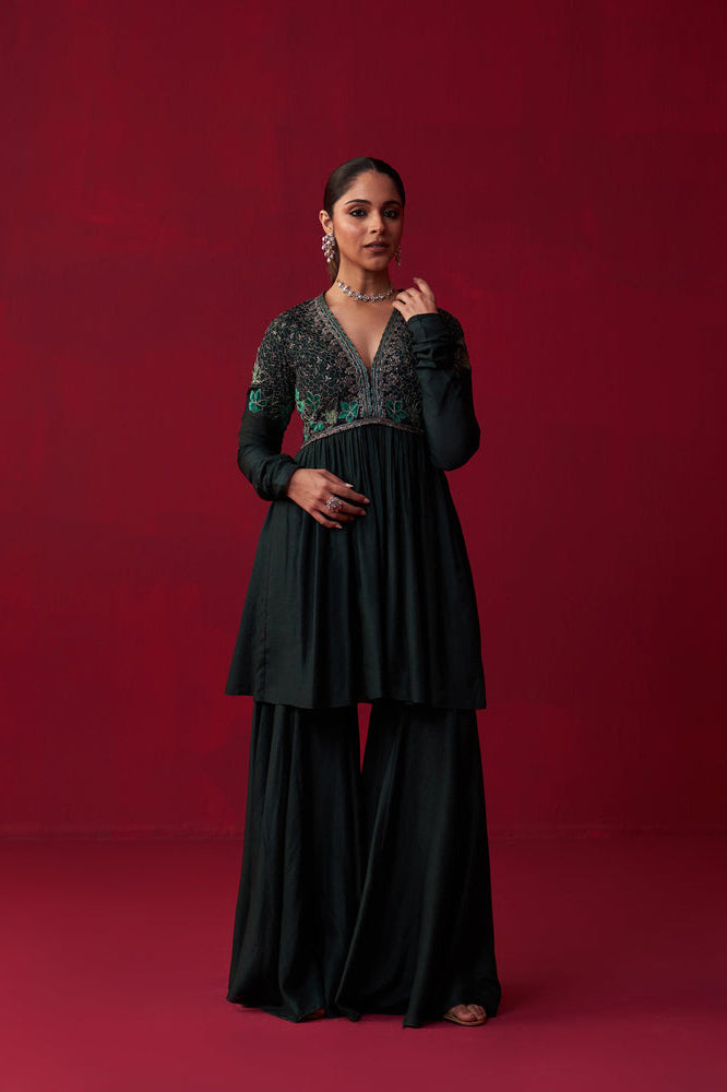 Green Nature’s Bounty Anarkali and Sharara set