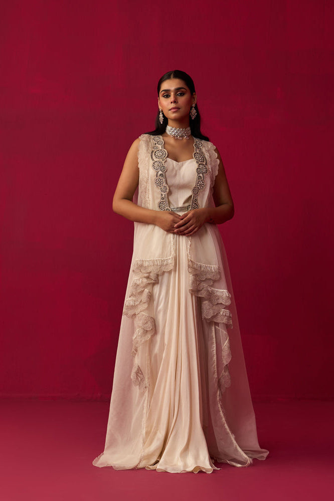 Ivory Mandala Cape and Dress set