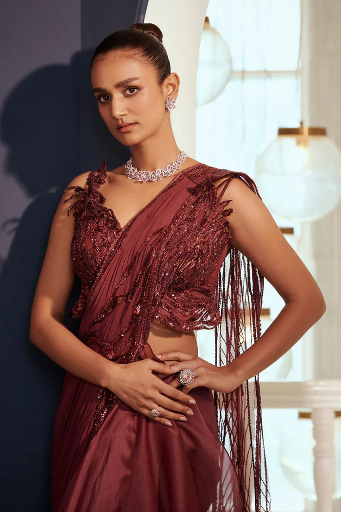 Boysenberry Drape Saree