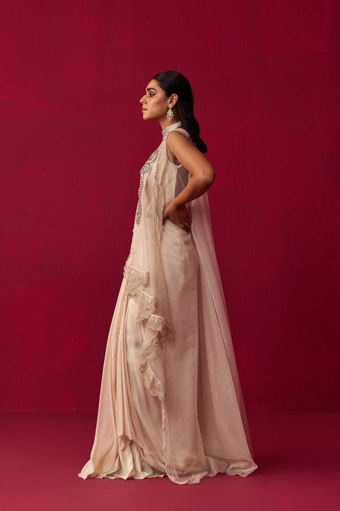 Ivory Mandala Cape and Dress set