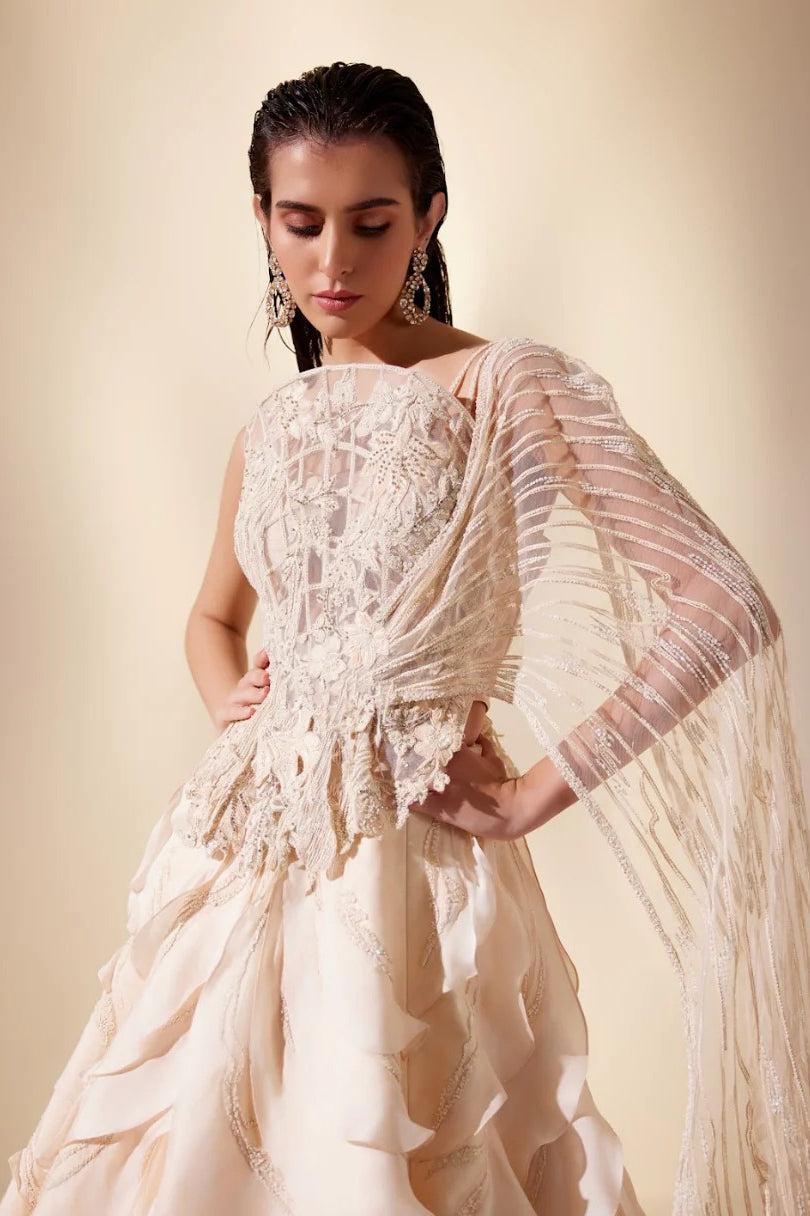 Lunar gleam lehenga set (ivory skirt)