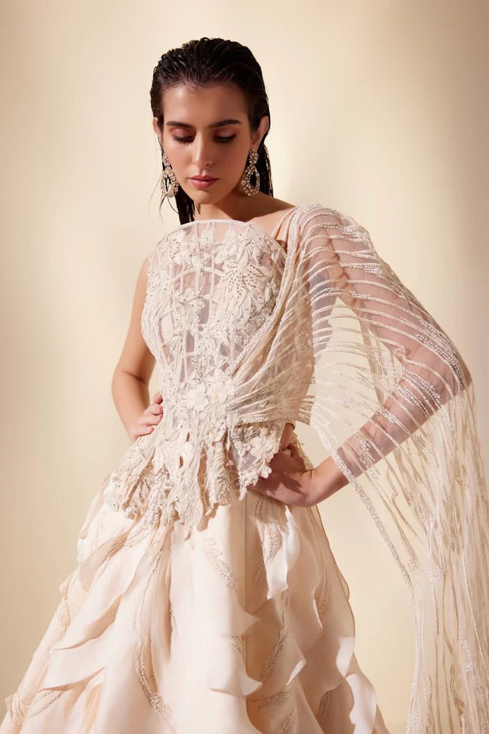 Lunar gleam lehenga set (ivory skirt)