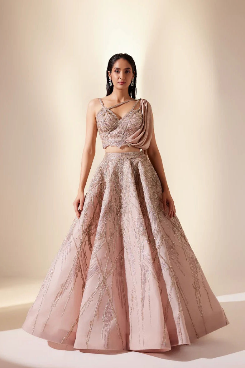 Radiant coral lehenga set