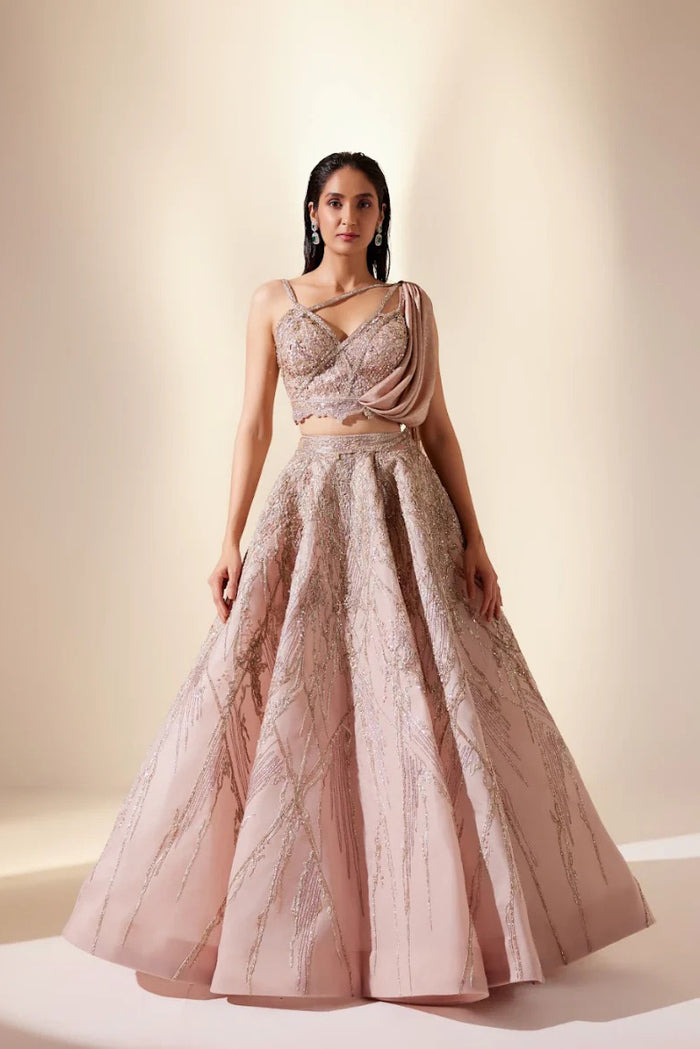 Radiant coral lehenga set