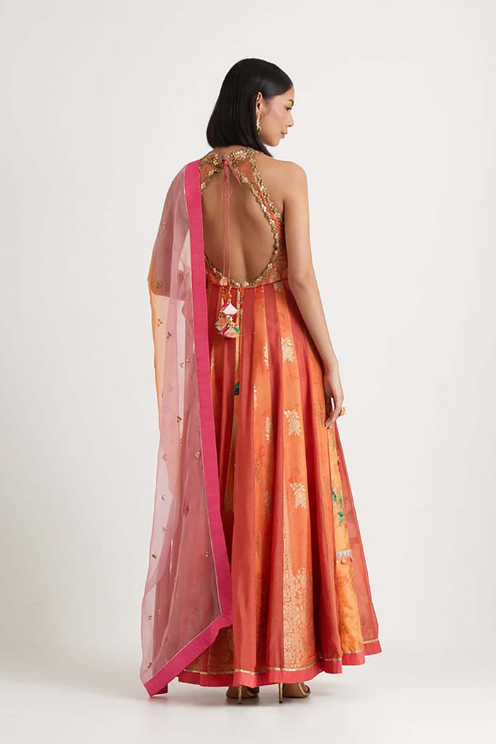 Orange Anarkali Set
