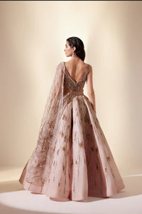 Peachy Cascade Lehenga Set