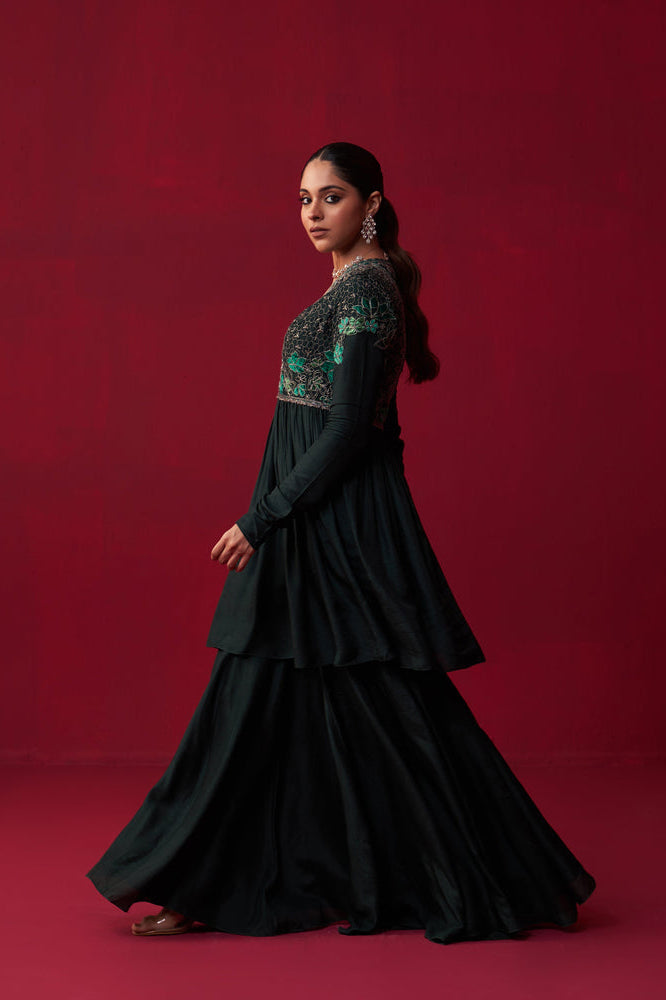 Green Nature’s Bounty Anarkali and Sharara set