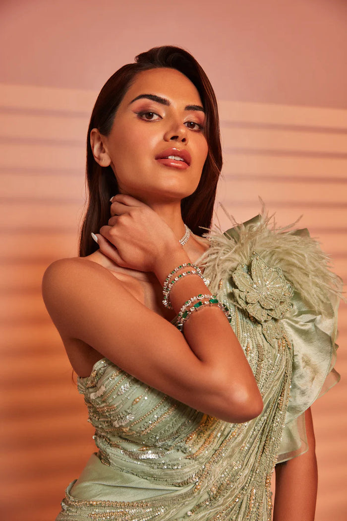 Diipa Khosla in Nile Green Saree