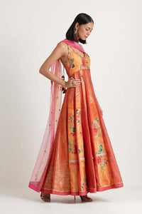 Orange Anarkali Set