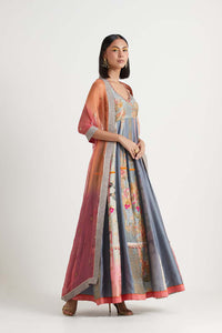 Grey Pink Shaded Anarkali Set