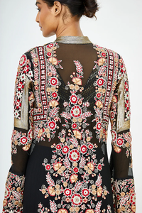 Black Embroidered Jacket Set