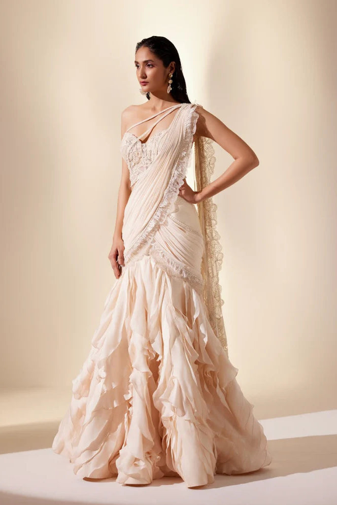 Moonbeam ivory saree (ivory saree)