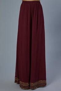 Wine Embroidered Kurta Set
