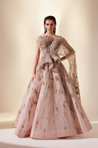 Peachy Cascade Lehenga Set