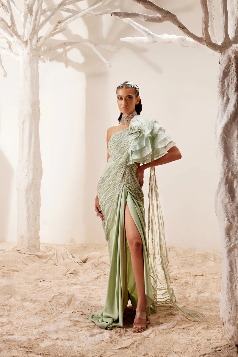 Diipa Khosla in Nile Green Saree