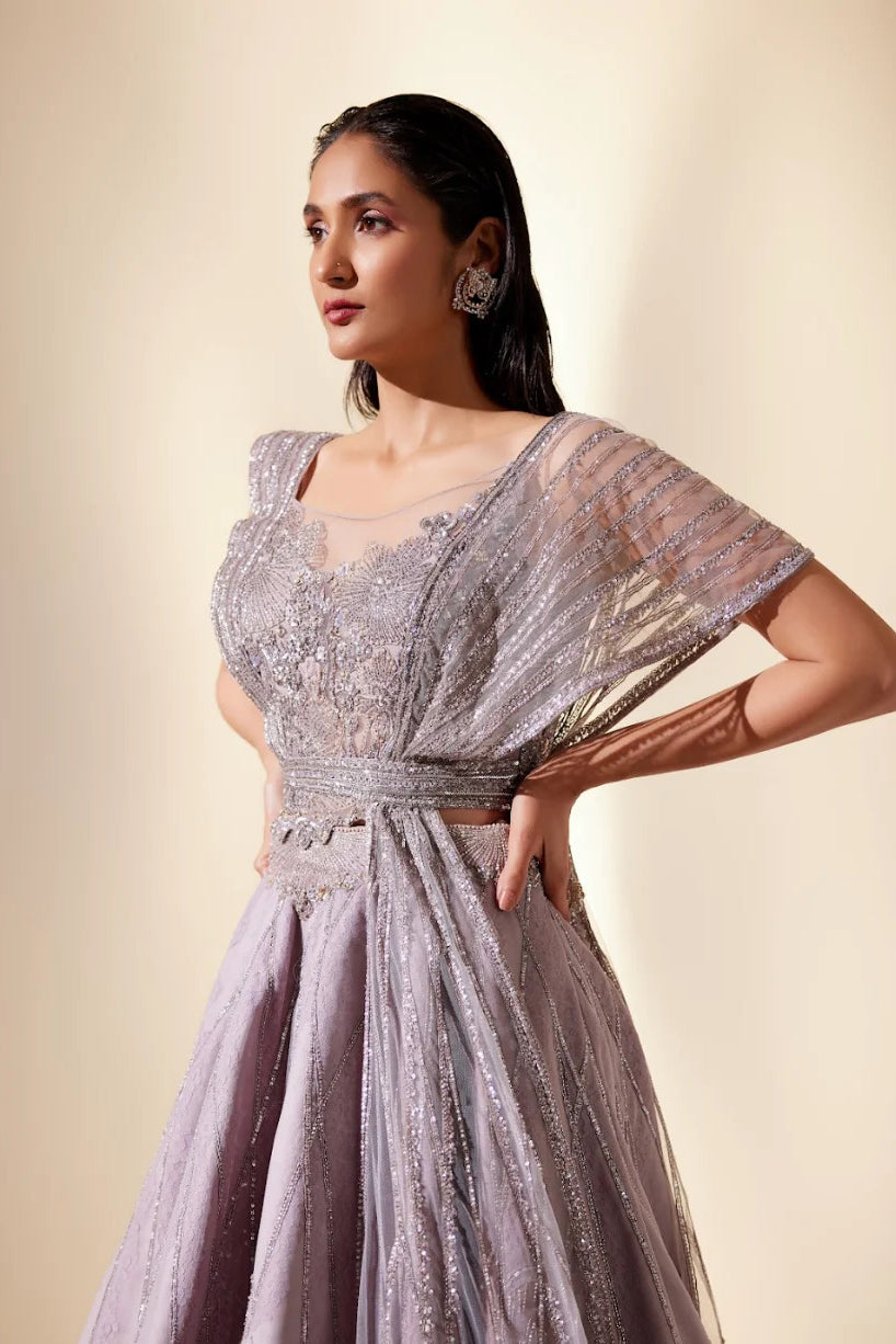 Iridescent Lilac Lehenga Set