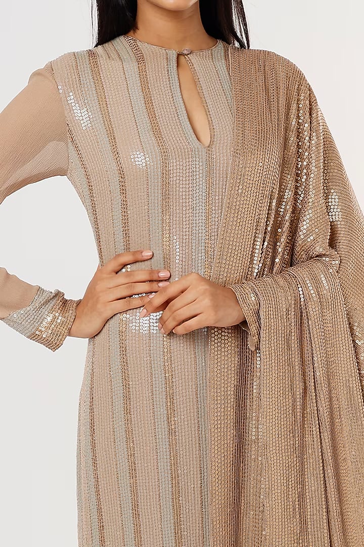 Beige Embroidered Kurta Set