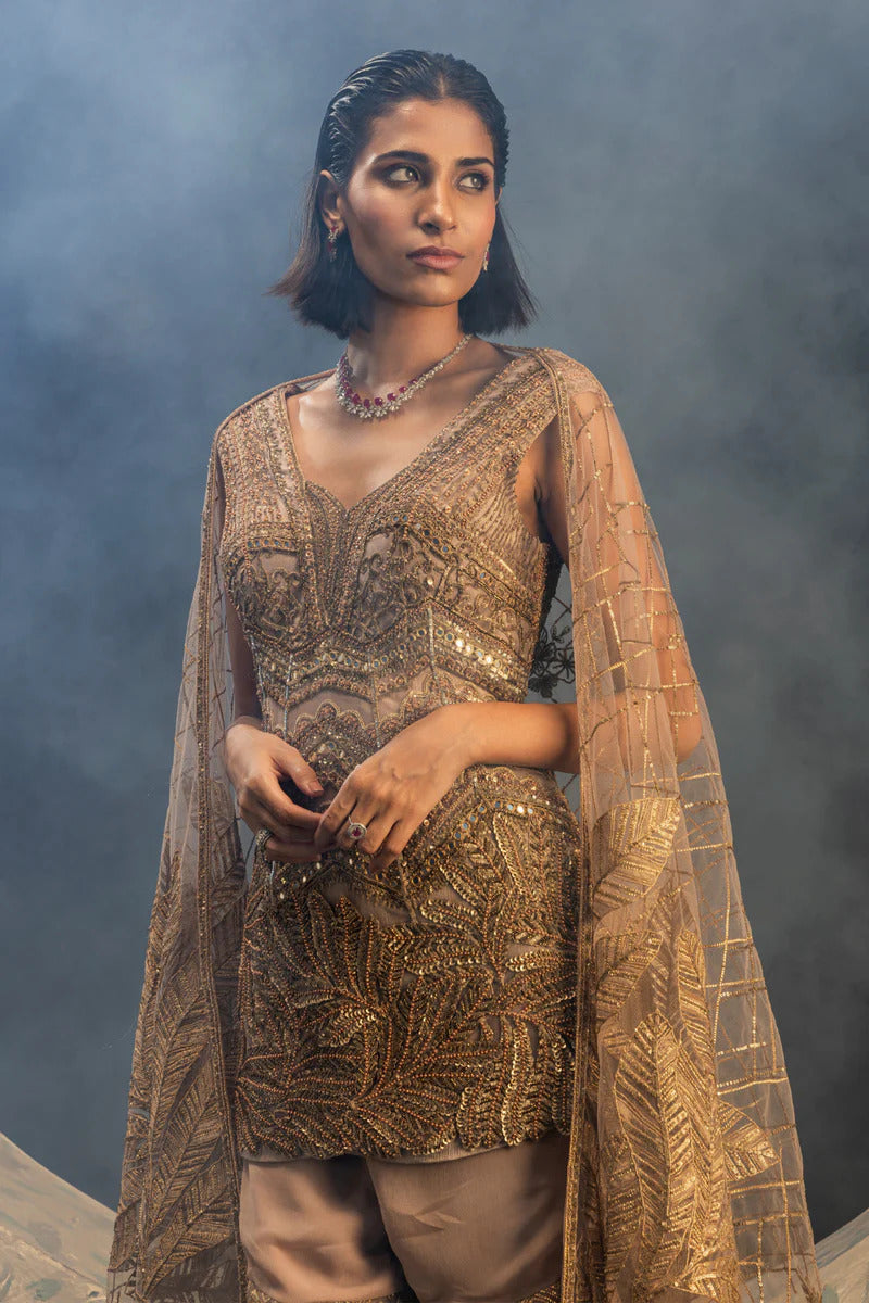 Meher Taluja in Golden Mist Sharara