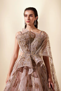 Peachy Cascade Lehenga Set
