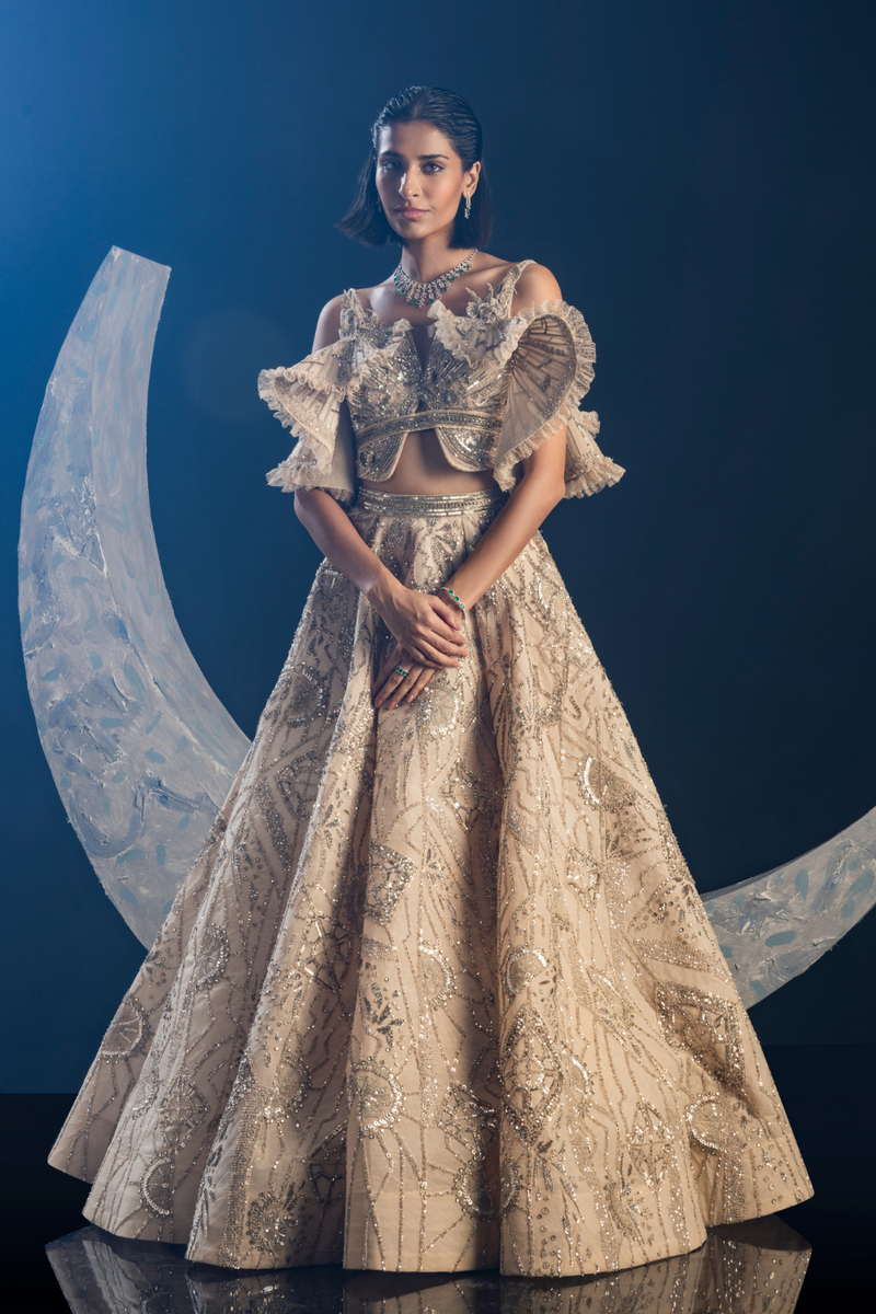 Niki Mehra in Blushed Pastel Wings Lehenga