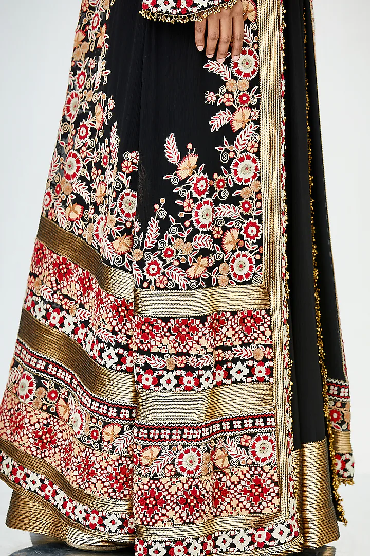 Black Embroidered Jacket Set
