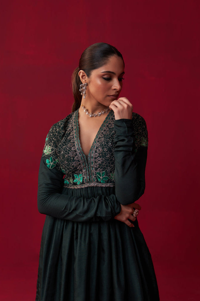 Green Nature’s Bounty Anarkali and Sharara set