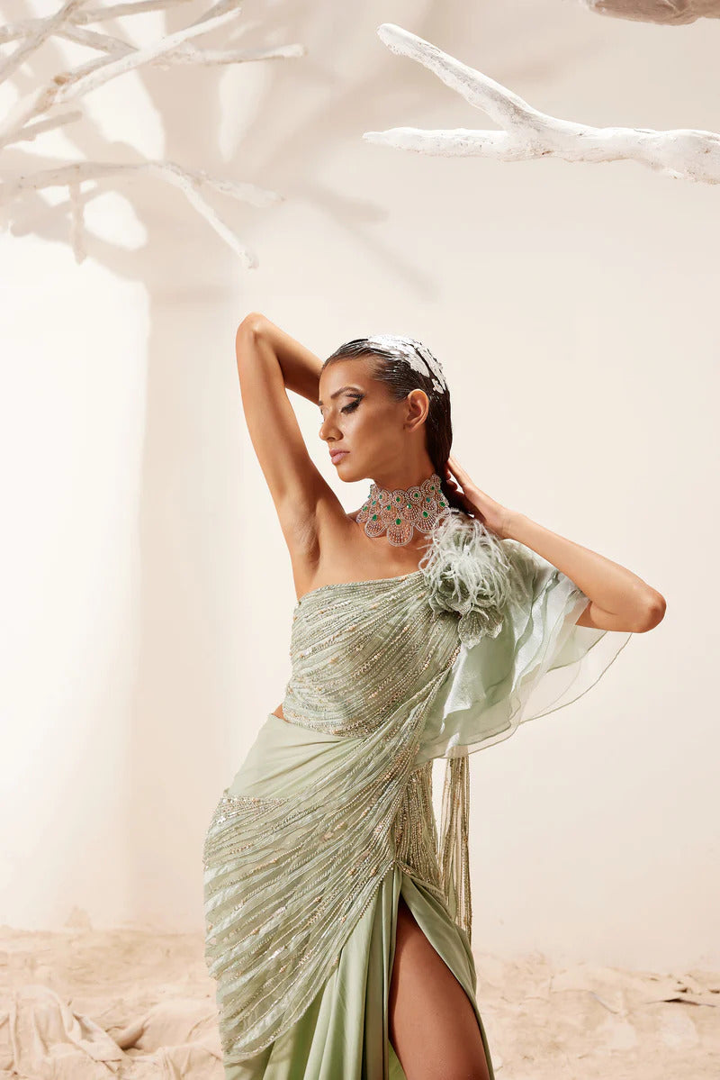 Diipa Khosla in Nile Green Saree