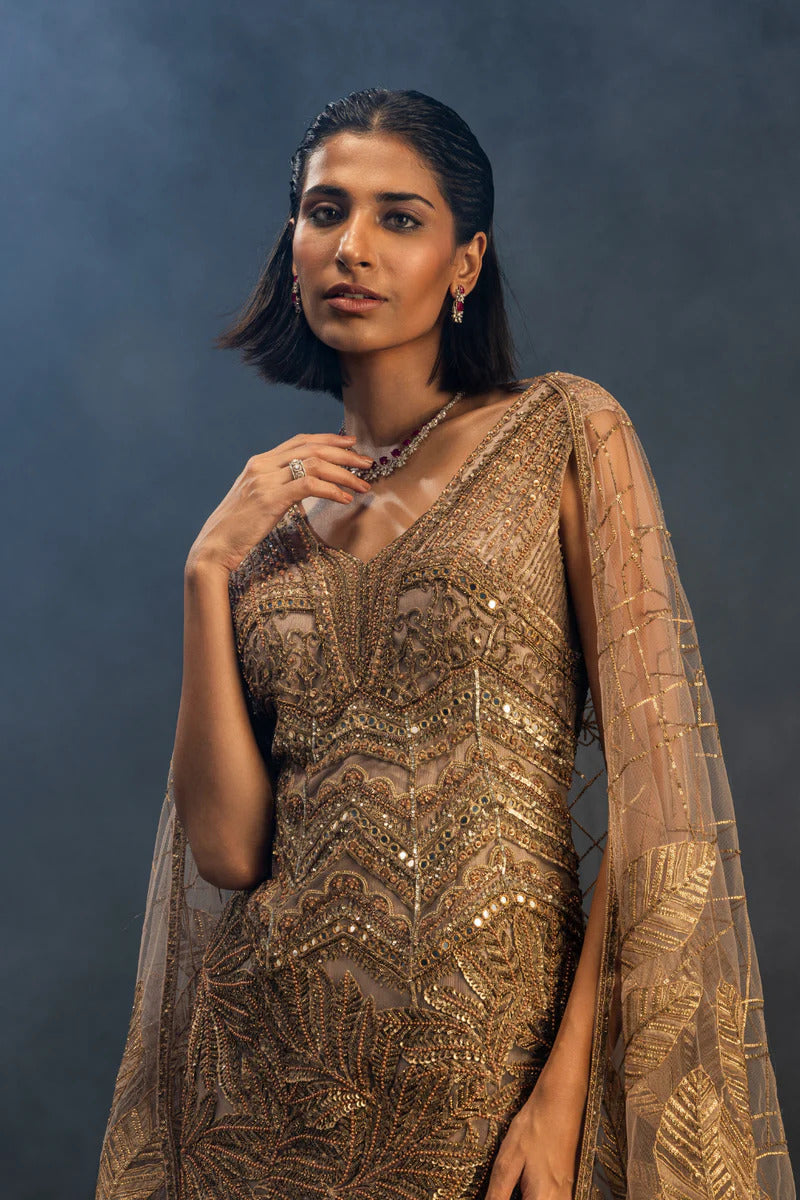 Meher Taluja in Golden Mist Sharara