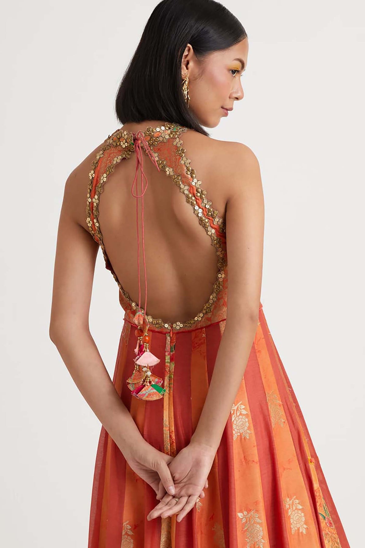 Orange Anarkali Set