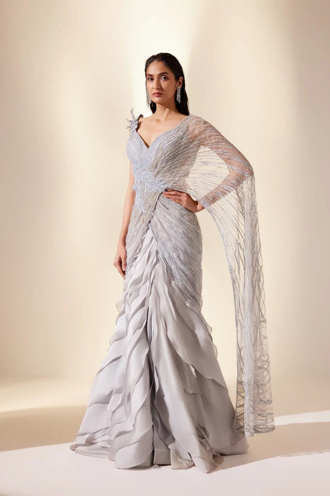 Powder Blue Stream Saree