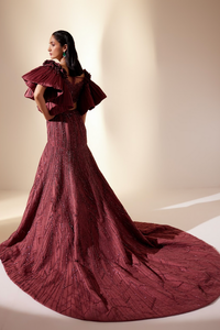Wine Full Bloom Lehenga