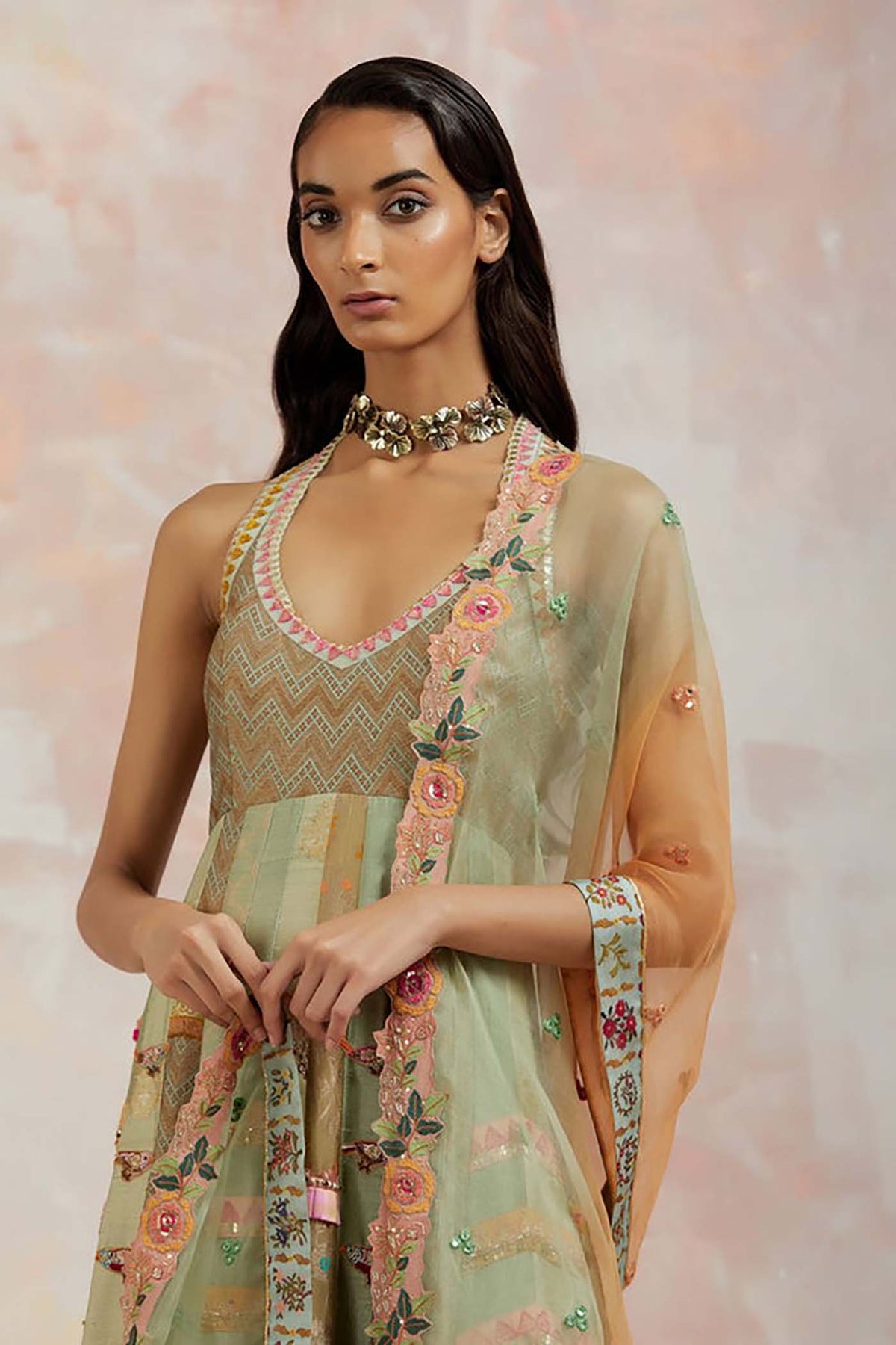 Light Green Anarkali Set