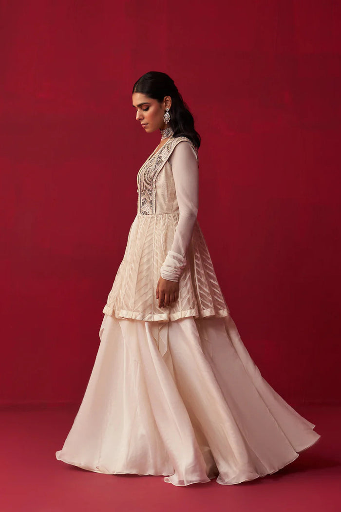 Ivory Mandala Top Sharara Set