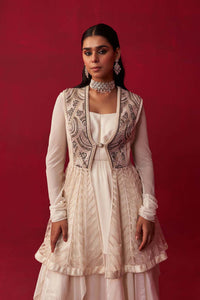 Ivory Mandala Jacket, Top and Skirt Set