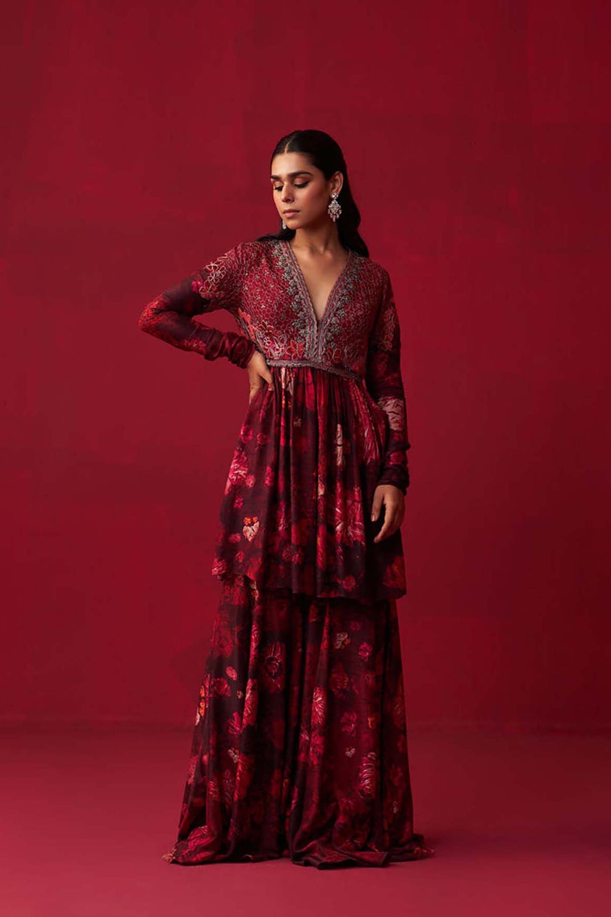 Pink Nature’s Bounty Anarkali and Sharara set