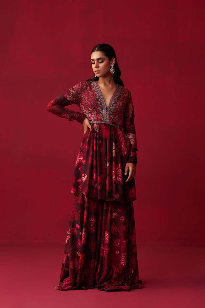 Pink Nature’s Bounty Anarkali and Sharara set