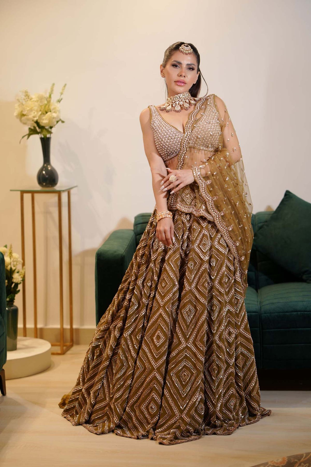 Kavita Arora in Our Moss Green Lehenga Set