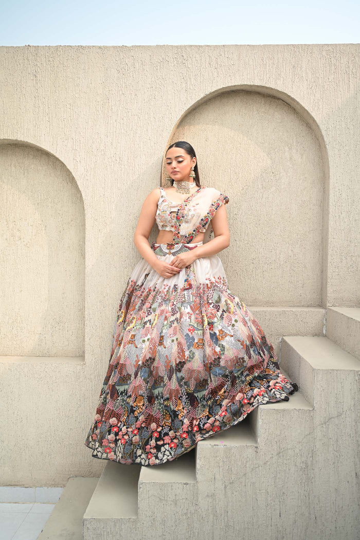 Anshu Jain Ivory Multi Lehenga