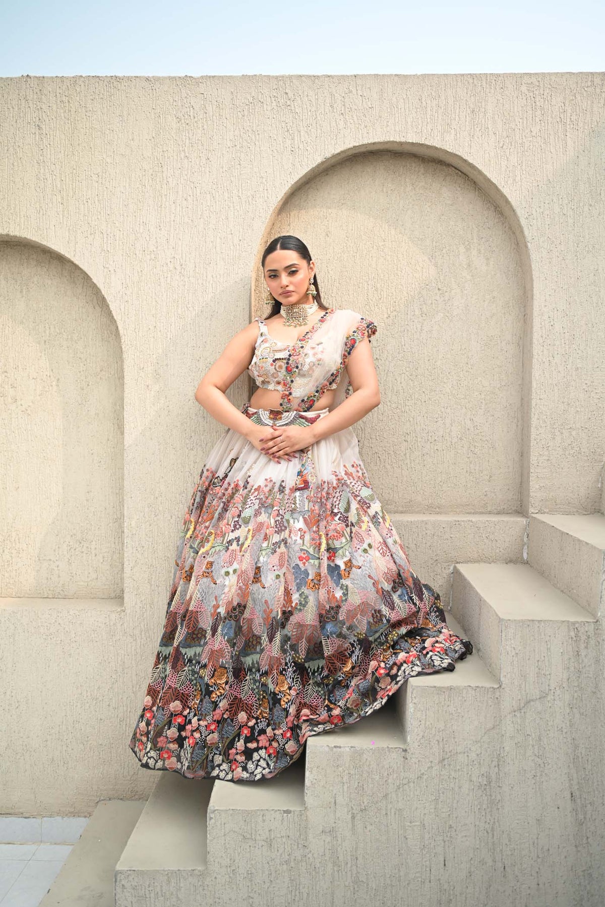 Anshu Jain Ivory Multi Lehenga