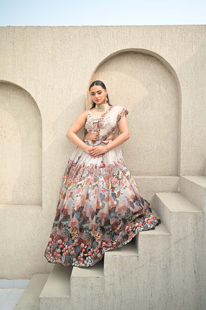 Anshu Jain Ivory Multi Lehenga