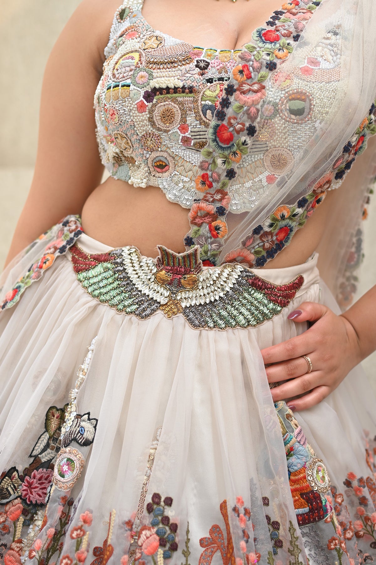 Anshu Jain Ivory Multi Lehenga