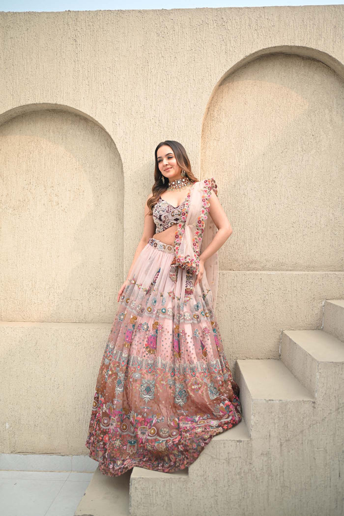 Anshu Jain Wine Bl And Pink Skirt