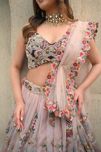 Anshu Jain Wine Bl And Pink Skirt