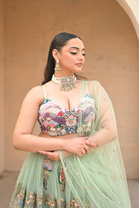 Anshu Jain Sea Green Bl + Lehenga