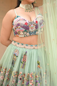 Anshu Jain Sea Green Bl + Lehenga