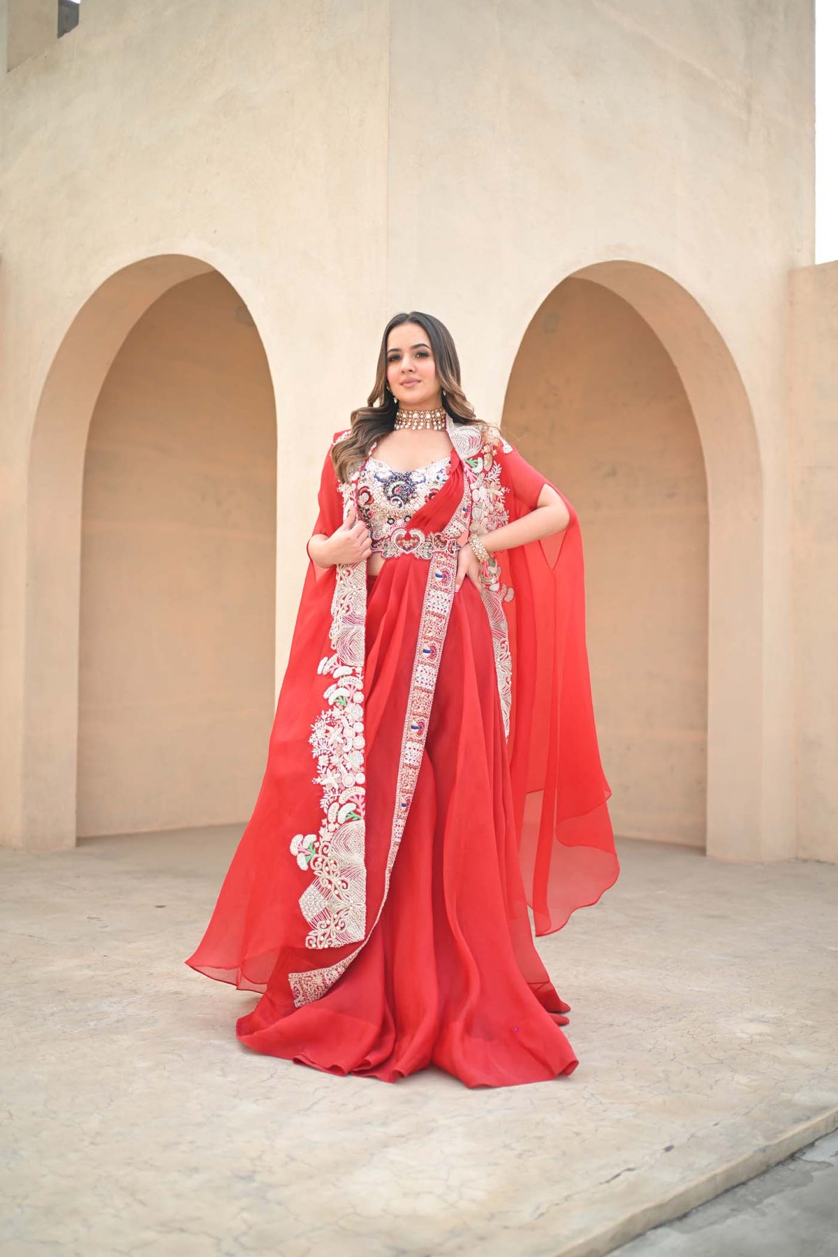 Anhu Jain Red Bl + Cape