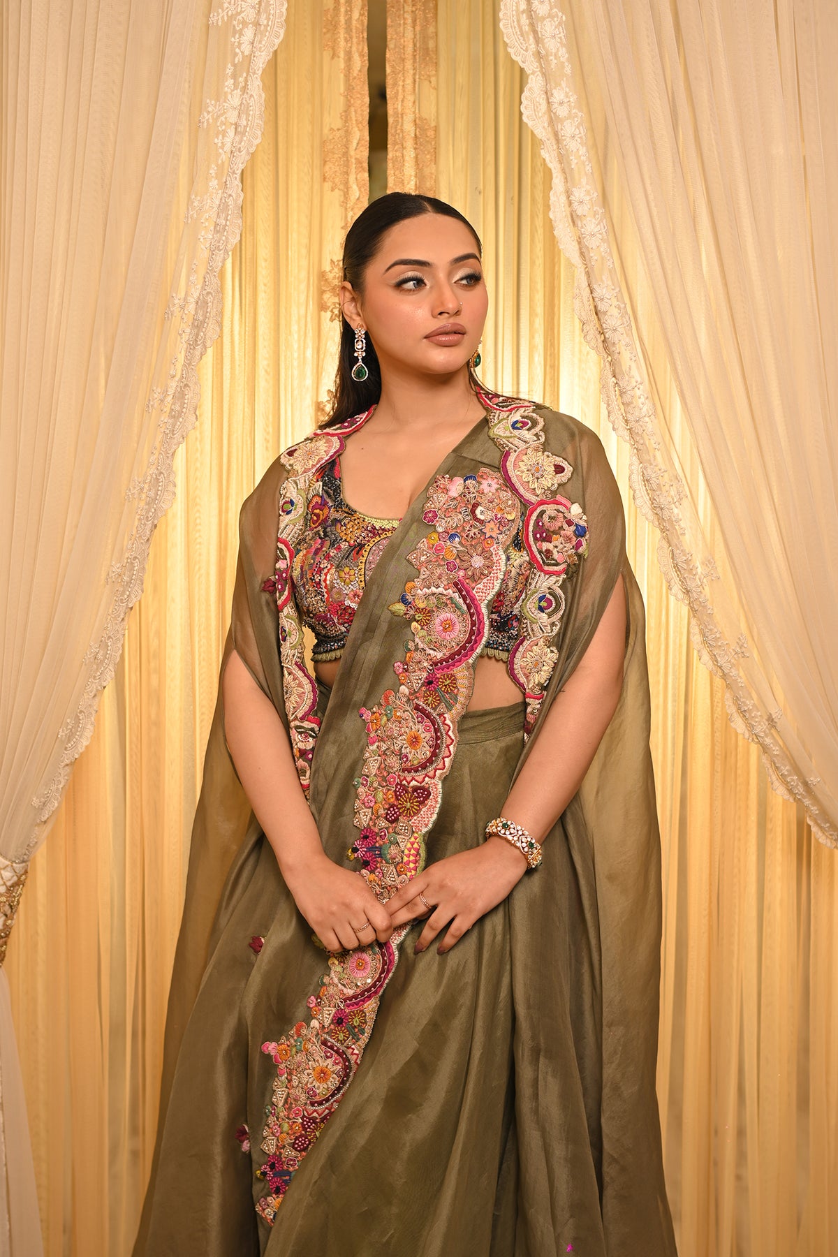 Anshu Jain Olive Green Cape